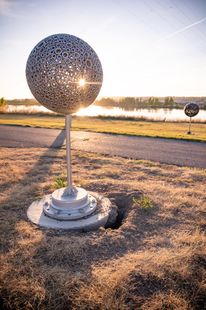 Globes by Alex Smithson River's Edge Trail Art