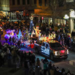 Parade of Lights moving down Central Avenue in Downtown Great Falls, Montana