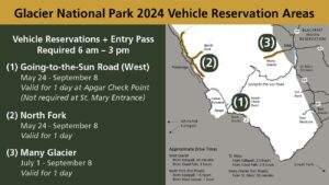 Glacier National Park 2024 Vehicle Reservation Areas