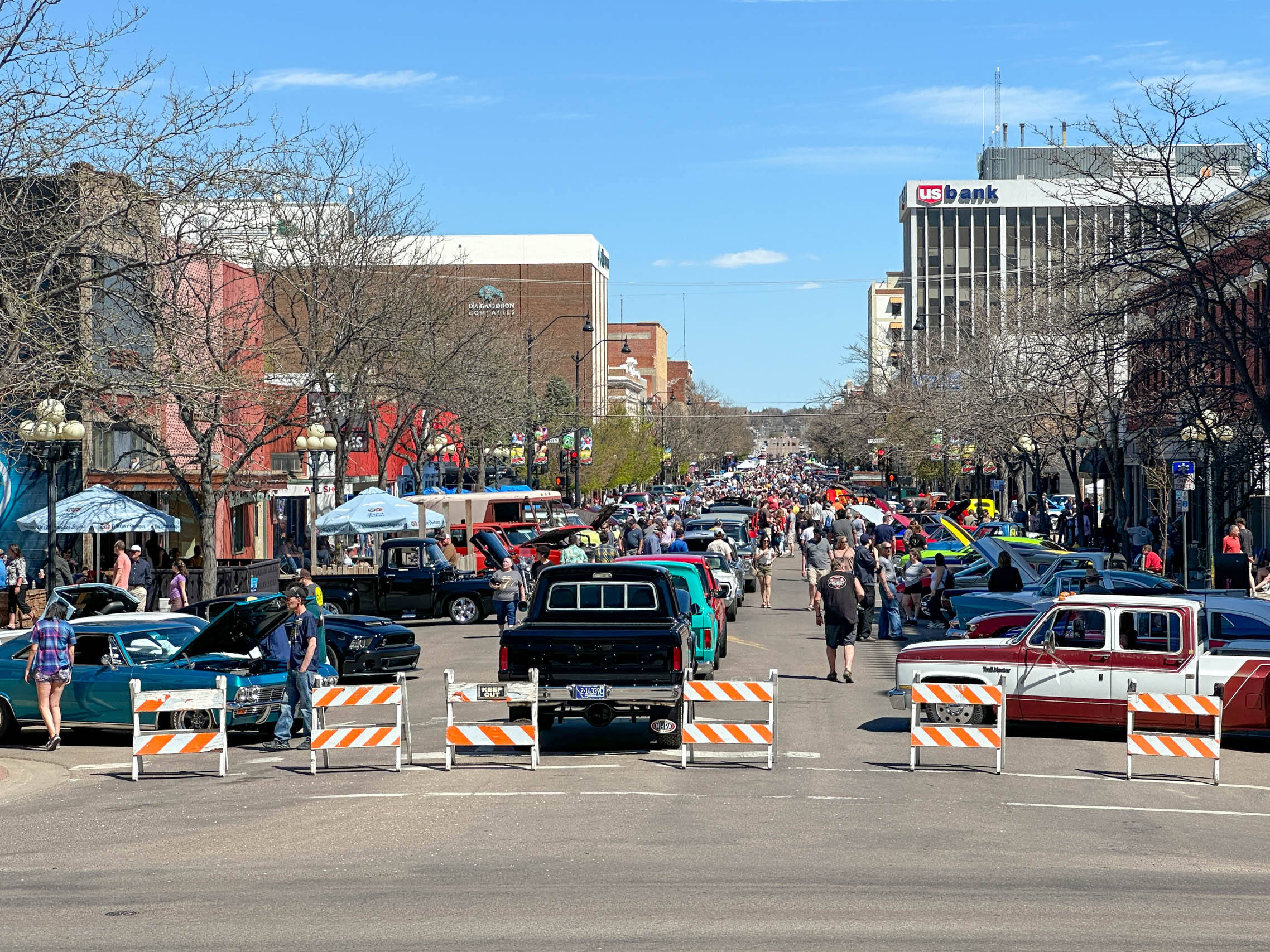 Cars lined up on Central