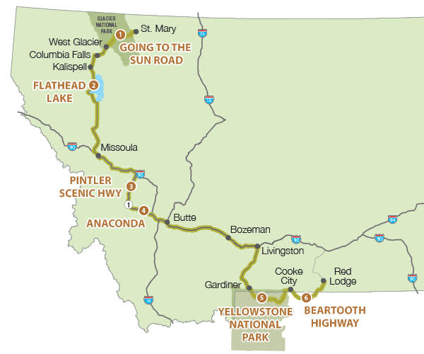 Geysers to Glaciers Loop Map